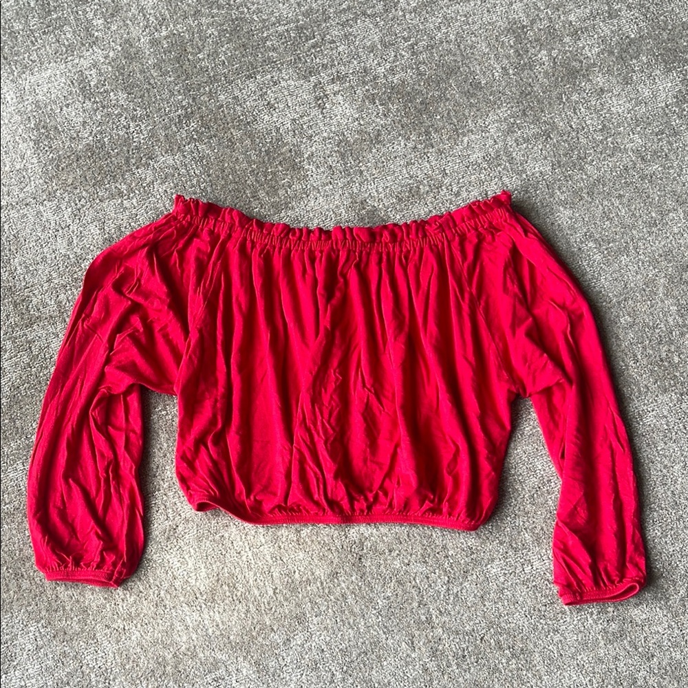 UO Red Off-Shoulder Top